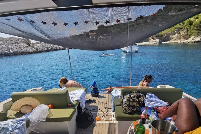 Blue & Green cave tour with yacht from town Hvar - Stiniva Cove, a narrow entrance with a big payoff