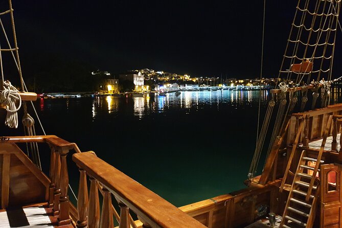 Dubrovnik Panoramic Night Cruise with Karaka - The illuminated Dubrovnik Bridge and the Ombla meeting point