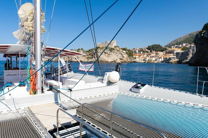 Dubrovnik Sunset Catamaran Cruise with drinks - Catamaran comfort, netting, and onboard Wi-Fi