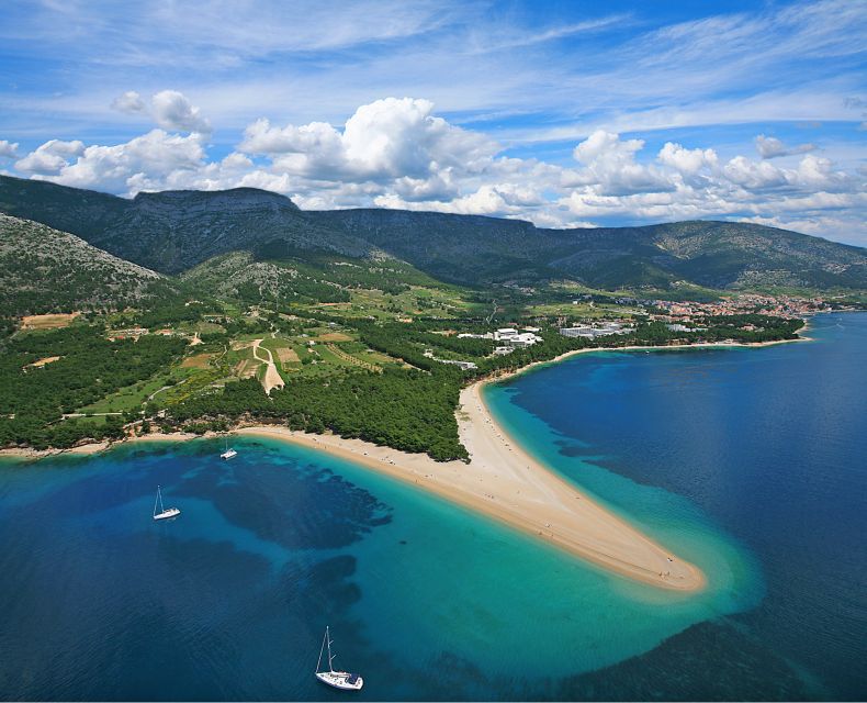 From Brač: Panoramic Flight over Brač, Hvar, Šolta, & Split - Zlatni rat, Brač’s famous opening view