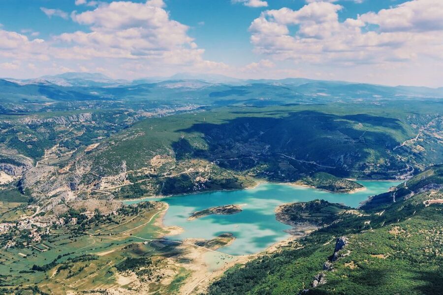 From Sinj: Flight Over Imotski, Trilj, Omiš, and Split - Following the Cetina River toward Trilj