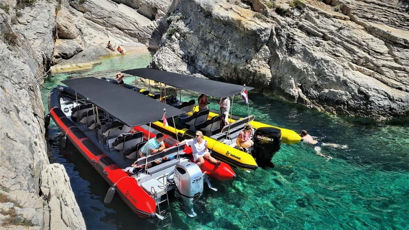 From Split: Blue Cave, Hvar, Mamma Mia, 5 Islands boat Tour - Two hours in Hvar City