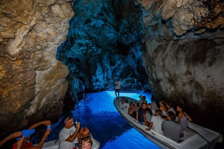 From Split: Blue Cave, Hvar, Mamma Mia, 5 Islands boat Tour - Stiniva Cove, best seen from the water