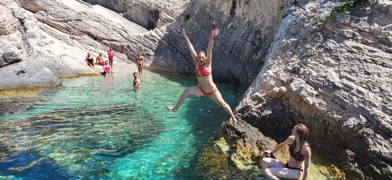 From Split: Blue Cave, Hvar, Mamma Mia, 5 Islands boat Tour - An hour at Budikovac Blue Lagoon