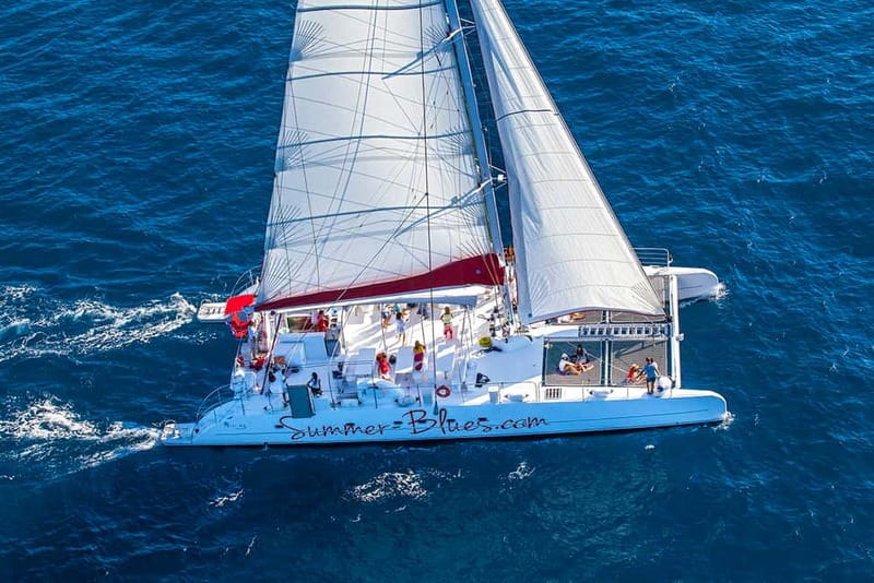 From Split: Catamaran Cruise to Golden Horn & Brač island. - Sunset music on the return to Split