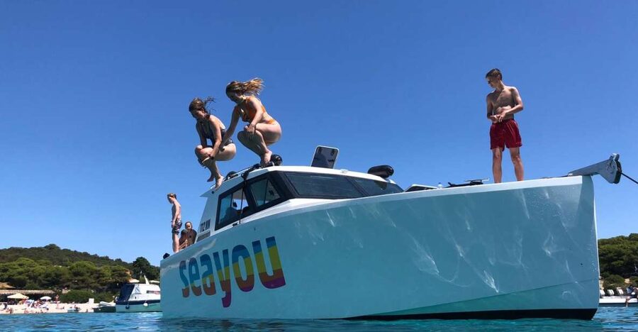 From Split: Luxury Cabin Boat Tour to The Blue Cave and Hvar - Entering the Blue Cave on Bisevo