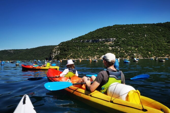 Kayaking Experience in Lim Bay Sea in The Croatian Fjord - The small beach break in the middle of the bay