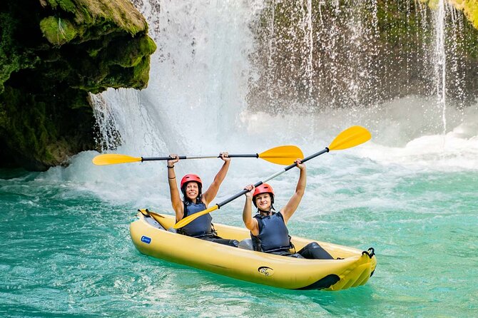 Kayaking Mrežnica river - The first waterfall sets the tone