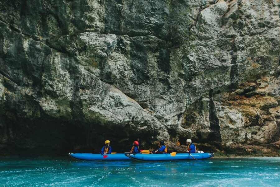 Kayaking Mreznica Waterfalls in Natural Monument - Paddling through the first rapids and falls