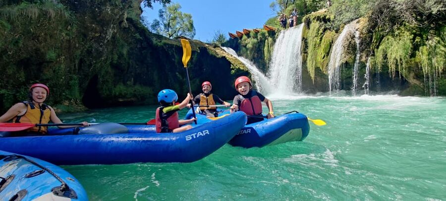Kayaking Mreznica Waterfalls in Natural Monument - Swimming behind waterfalls and resting in the green pools