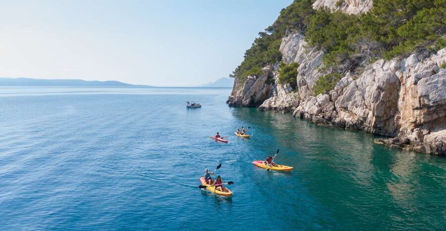 Makarska: Guided Sea Kayaking Tour with Snorkeling Stop - Nugal beach, snorkeling, and the best break