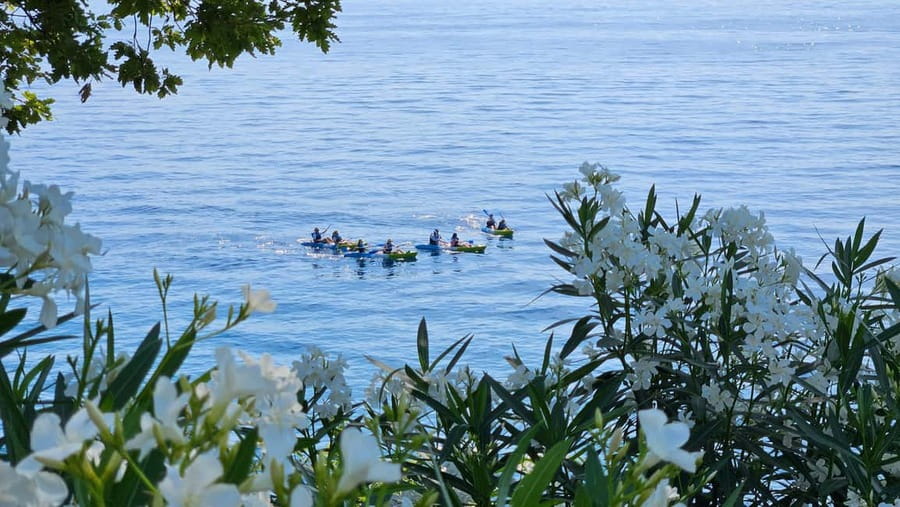 Opatija: Cliffs and caves kayak adventure - The beach stop and the paddle back