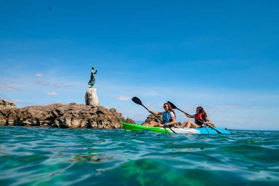 Opatija: Explore kayak adventure - Swimming and snorkeling along the coast