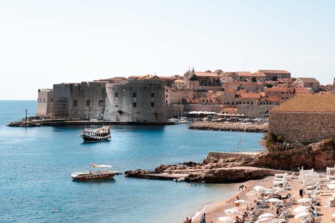 Private Tour: Wine & Sunset Experience at boat - Banje Beach and the Old Port view