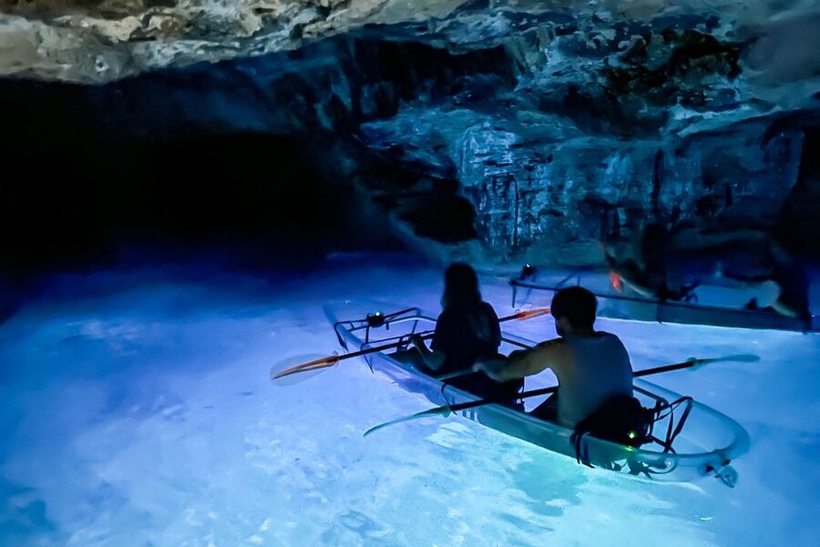 Pula: Night-Time Sea Kayaking Tour in Transparent Kayak - The small cave and the best part of the route