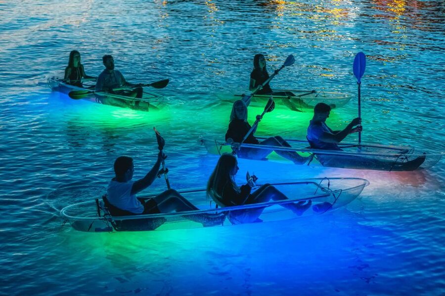 Split: Illuminated Evening Guided Kayaking Tour - The small beach stop under the stars