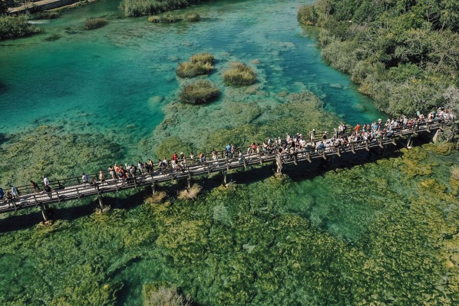 Split: Krka Waterfalls Tour, Boat Cruise, and Swimming - A short panoramic boat ride toward Skradin
