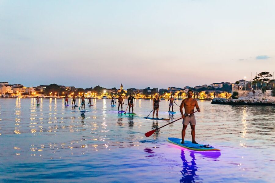 Split: Stand Up Paddleboard Night Glow Tour - Hard touring boards and unusually bright lights
