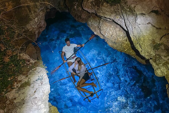 Transparent Kayak Night Glow Experience from Pula - Looking through the glowing hull