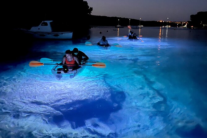 Transparent Kayak Night Glow Experience from Pula - The cave stop and evening drink