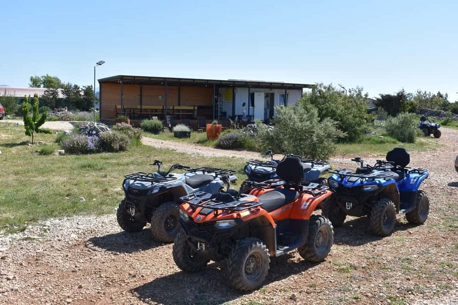 Trogir, Žedno: Čiovo Island 100% Off-Road Quad ATV Tour - A cliffside monastery beside clear water